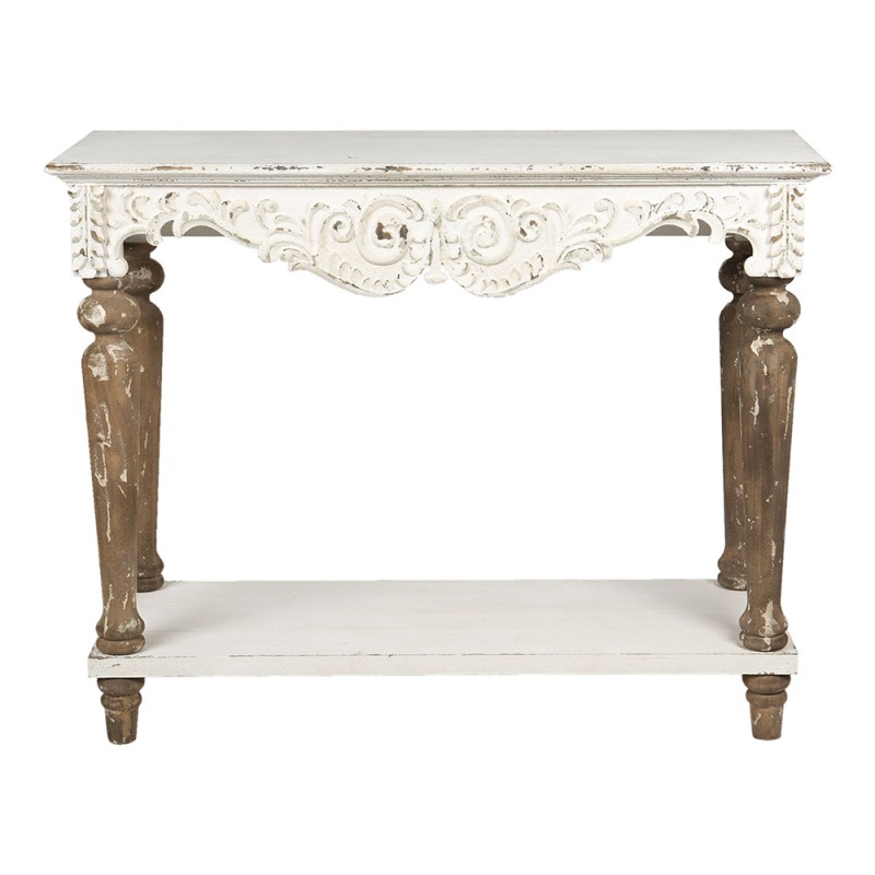 5H0460 Side Table 103x40x81 cm White Wood Rectangle Console Table