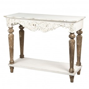 25H0460 Side Table 103x40x81 cm White Wood Rectangle Console Table