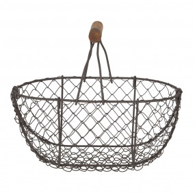 26Y3756 Storage Basket 24x16x11/23 cm Brown Iron Round Basket