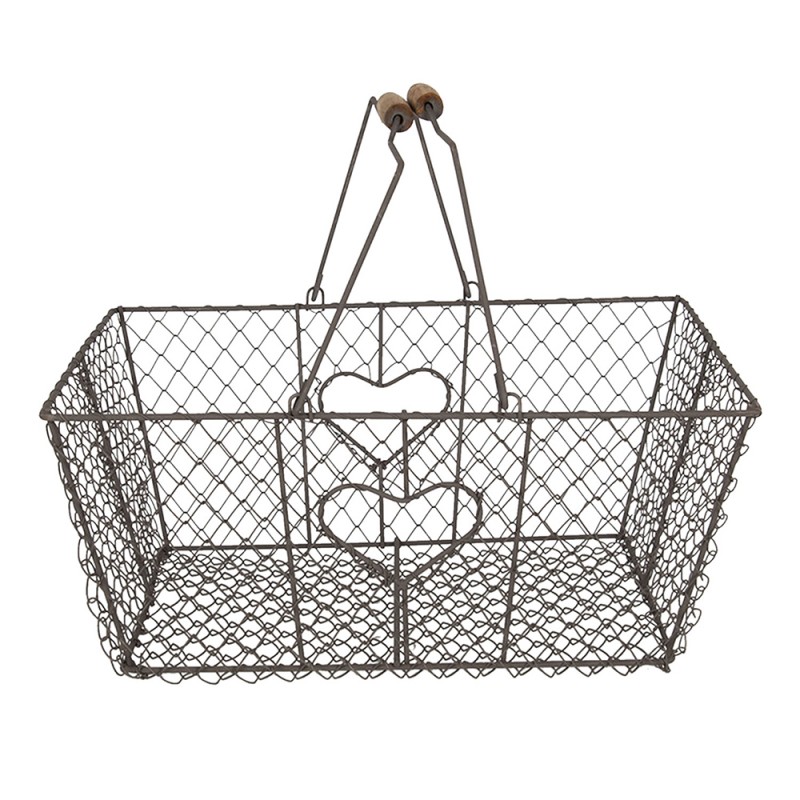 6Y3758 Storage Basket 38x28x16 cm Brown Iron Heart Rectangle Basket
