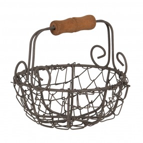26Y3766 Storage Basket Ø 11x11 cm Brown Iron Wood Round Basket