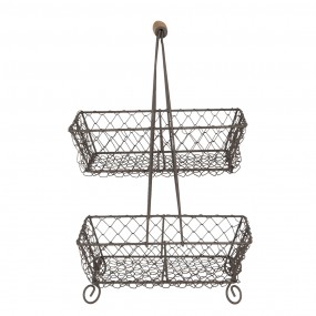 26Y3767 2-Tiered Stand 23x15x37 cm Black Iron Rectangle Fruit Bowl Stand