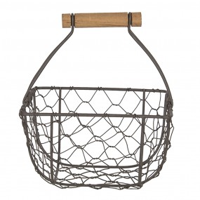 26Y3771 Storage Basket 16x16x20 cm Black Iron Wood Rectangle Basket