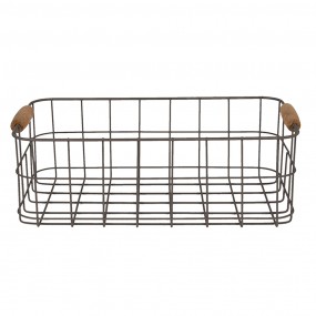 26Y3773 Storage Basket 34x20x11 cm Brown Iron Wood Rectangle Basket