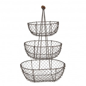26Y3791 3-Tiered Stand 48 cm Black Iron Oval Fruit Bowl Stand