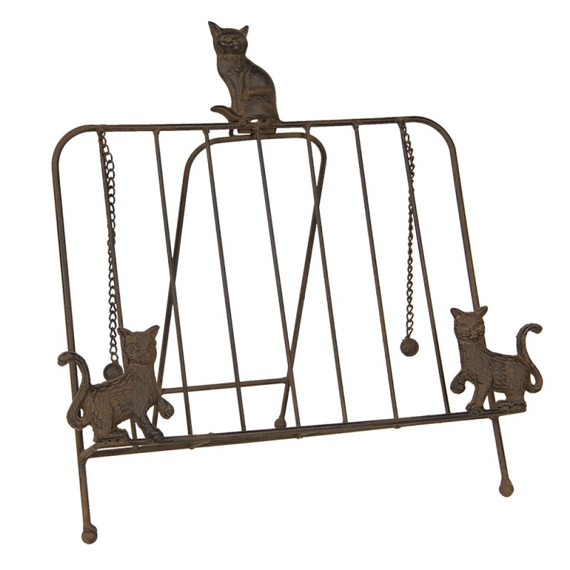 6Y3814 Cookbook Stand 38x25x38 cm Brown Iron Cats Rectangle Book Holders