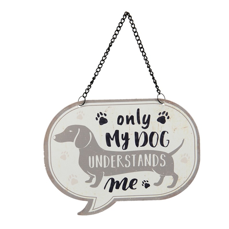 6Y3834 Text Sign 17x13 cm White Iron Dog Rectangle Wall Board