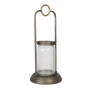 26Y3855 Windlicht 42 cm Kupferfarbig Metall Glas Rund Kerzenhalter