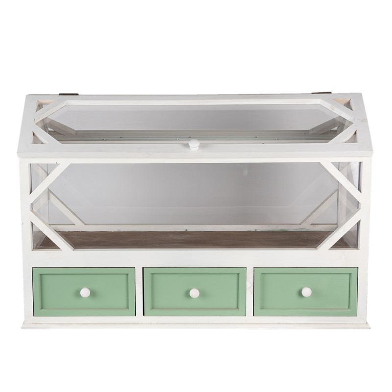 5H0471 Decorative Propagation Box 76x33x51 cm White Green Wood Glass Rectangle Greenhouse