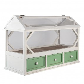 25H0471 Decorative Propagation Box 76x33x51 cm White Green Wood Glass Rectangle Greenhouse