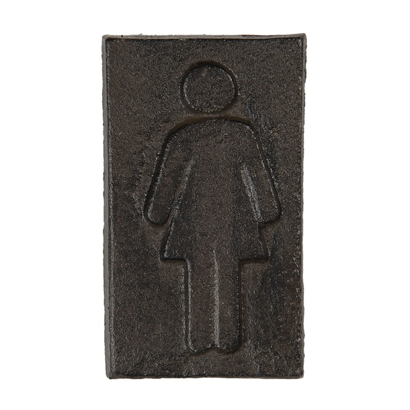 6Y3901 Cartello del bagno delle donna 6x11 cm Marrone Ferro Rettangolo Cartello il toilette