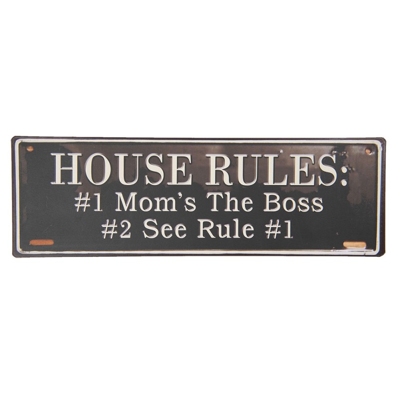 6Y3957 Text Sign 39x13 cm Black Metal Rectangle Wall Board