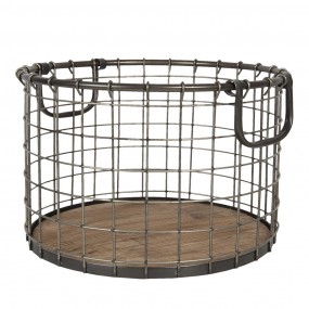 26Y3966 Storage Basket Ø 40x25 cm Brown Iron Wood Round Basket