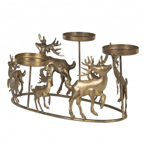 26Y3996 Tealight Holder Reindeers 34x22x16 cm Gold colored Metal Tea-light Holder