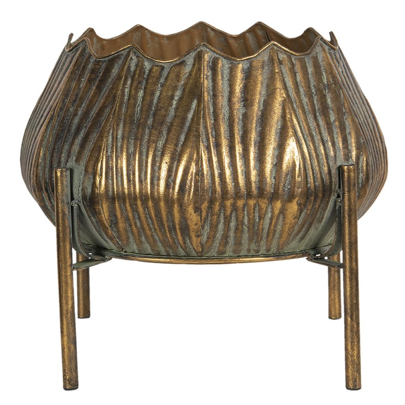 6Y4021 Decorative Pot 33x33x28 cm Copper colored Metal Round Planter on Legs