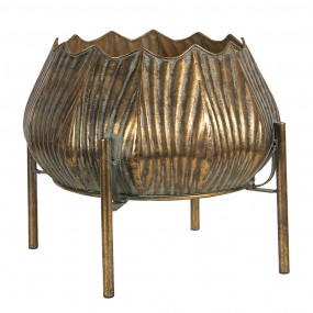 26Y4021 Decorative Pot 33x33x28 cm Copper colored Metal Round Planter on Legs