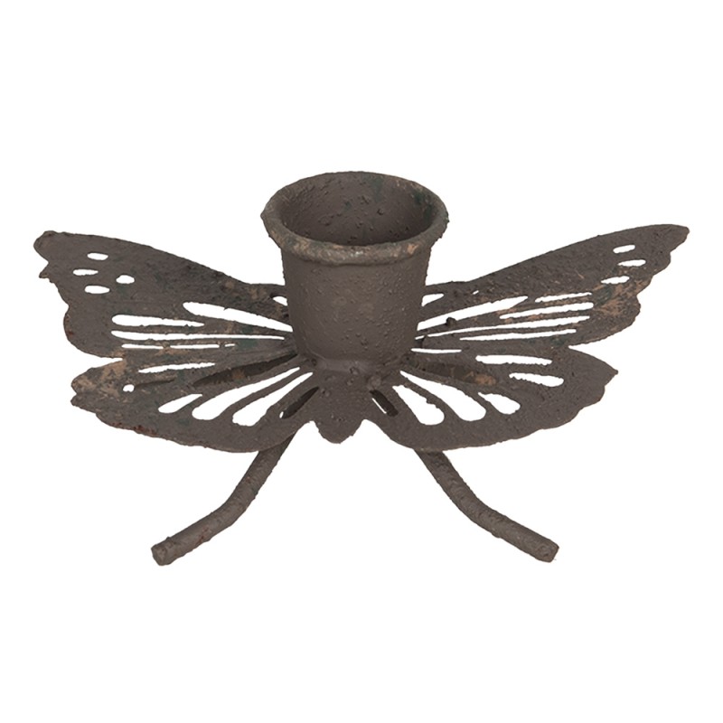 6Y4062 Candle holder 9x6x4 cm Brown Iron Butterfly Candle Holder