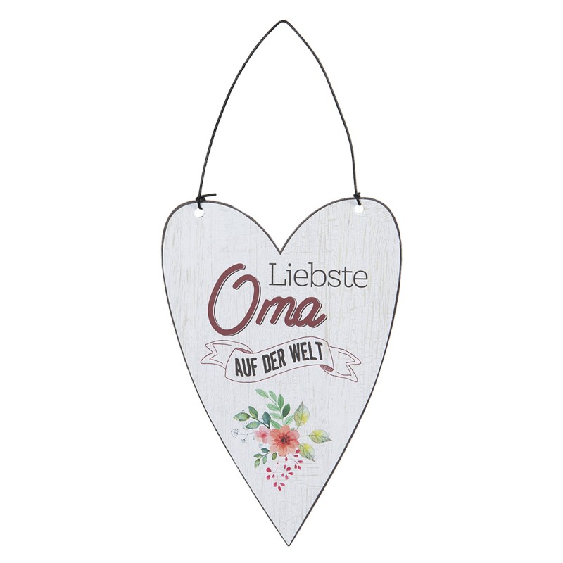 6Y4151 Text Sign 12x18 cm White Iron Heart-Shaped Wall Board