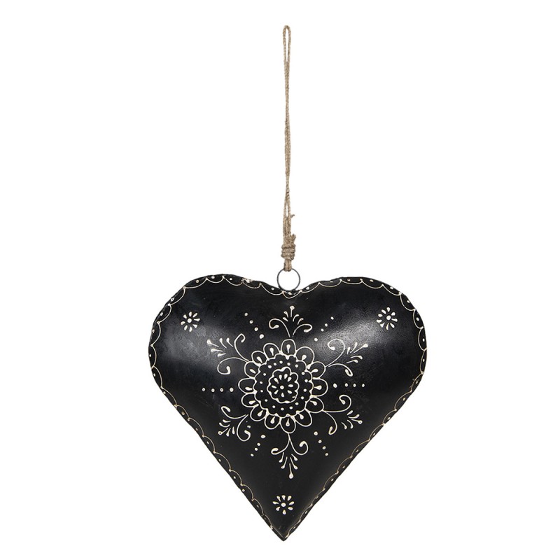 6Y4165 Pendant Heart 27x12x27 cm Black Iron Heart-Shaped Home Decor