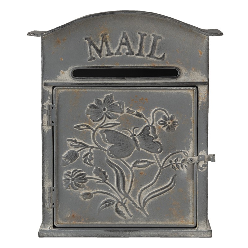 6Y4238 Mailbox 26x10x31 cm Grey Metal Rectangle Wall Mailbox