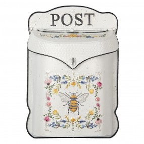 26Y4242 Mailbox 27x8x39 cm White Yellow Metal Bee Rectangle Wall Mailbox