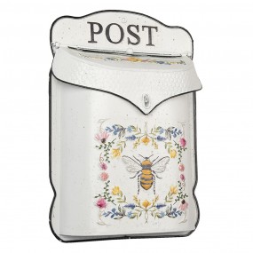 26Y4242 Mailbox 27x8x39 cm White Yellow Metal Bee Rectangle Wall Mailbox