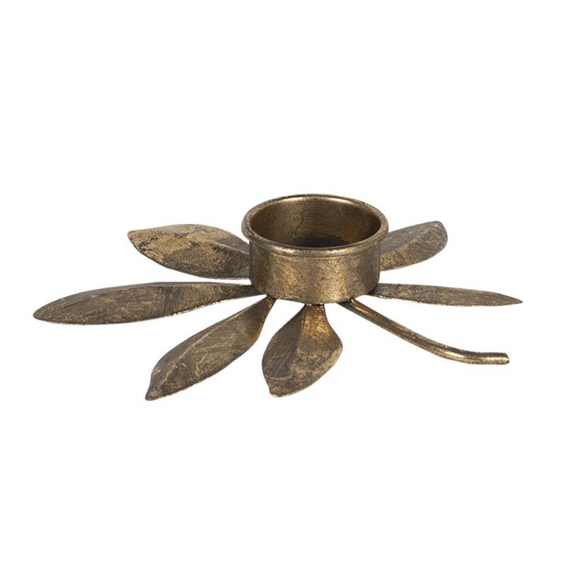 6Y4265 Candle holder 16x15x2 cm Gold colored Iron Leaves Candle Holder