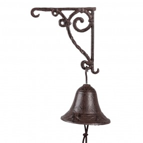 26Y4315 Vintage Doorbell 14x11x18 cm Brown Iron Round Garden Bell