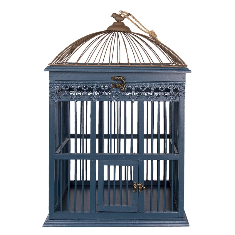 5H0492 Décoration de cage 40x32x60 cm Bleu Bois Rectangle Décoration cage à oiseaux