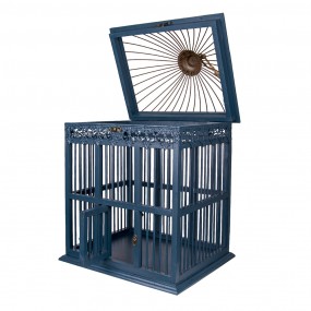 25H0492 Décoration de cage 40x32x60 cm Bleu Bois Rectangle Décoration cage à oiseaux