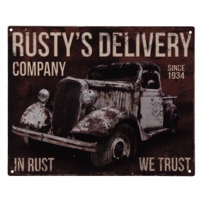 26Y4365 Text Sign Car 25x20 cm Brown Iron Wall Board