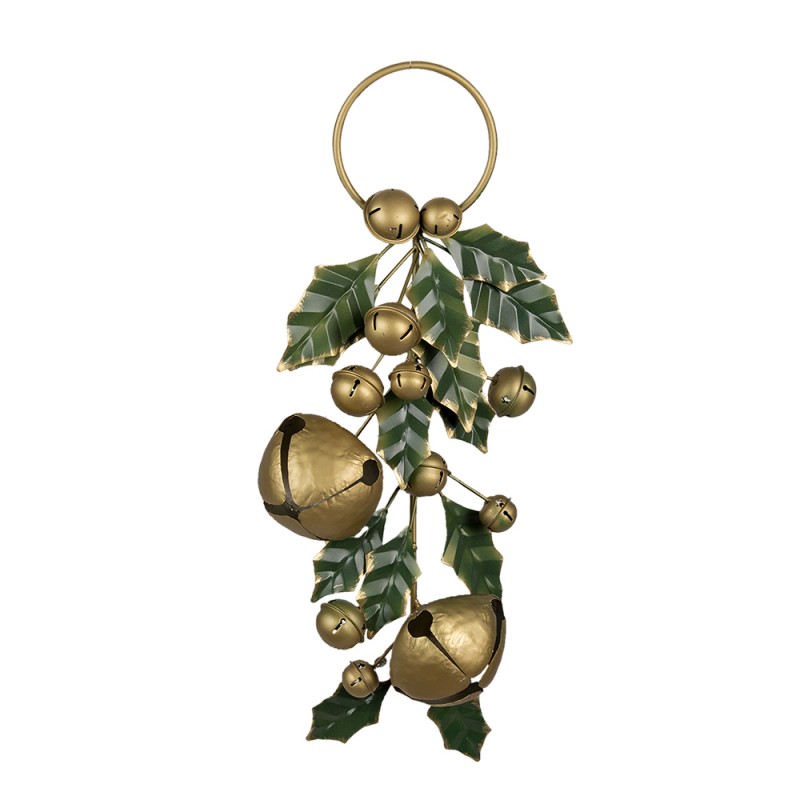 6Y4449 Wreath 23x8x52 cm Gold colored Green Iron Christmas Wreath