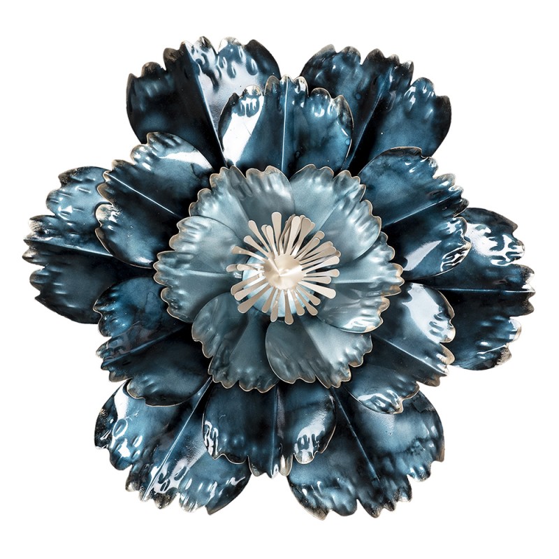6Y4461 Wanddekoration Blume Ø 54x6 cm Blau Eisen Wandschmuck