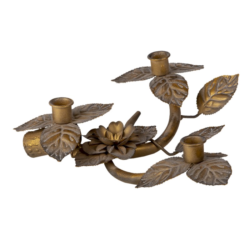 6Y4490 Candle holder 32x30x10 cm Copper colored Iron Leaves Candle Holder
