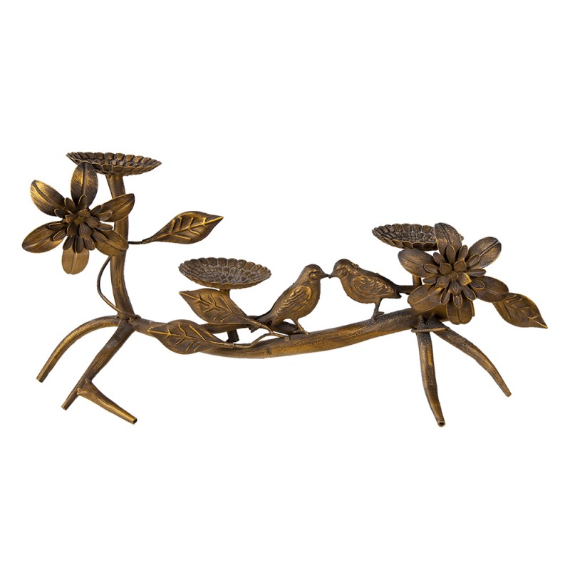6Y4491 Candle holder Birds 50x25x21 cm Copper colored Iron Flowers Candle Holder