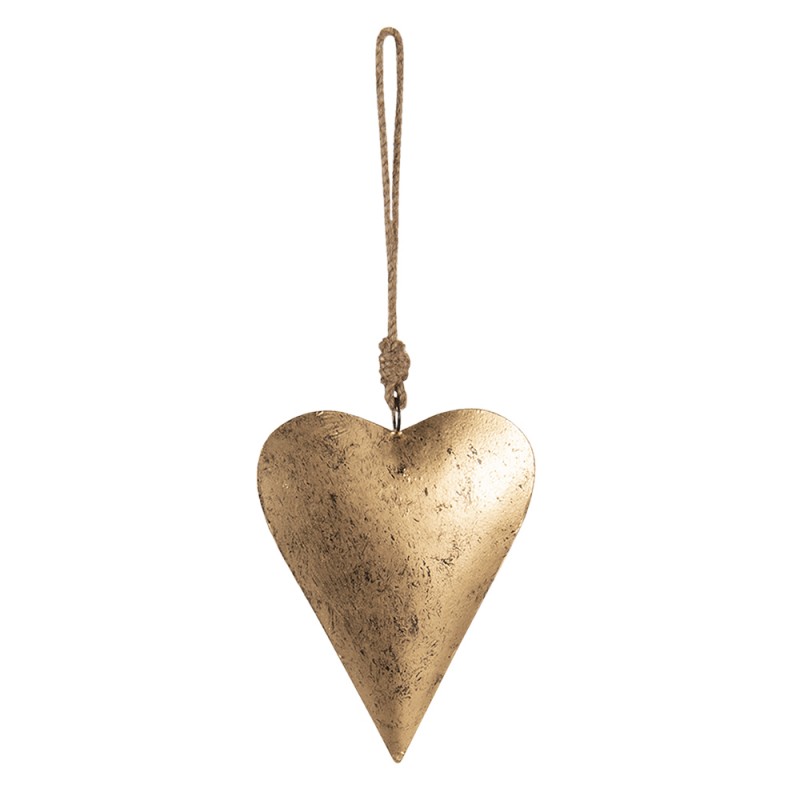 6Y4501 Pendant Heart 15x2x15 cm Gold colored Metal Heart-Shaped Home Decor