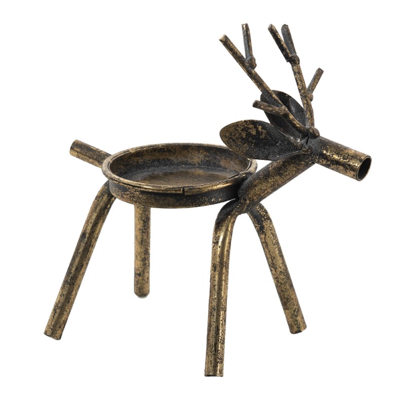 6Y4506 Candle holder Reindeers 16x8x16 cm Copper colored Metal Candle Holder