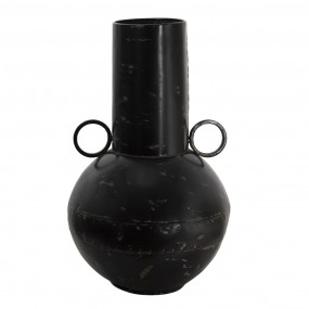 26Y4515 Vase Ø 26x42 cm Schwarz Metall Rund Dekoration Vase