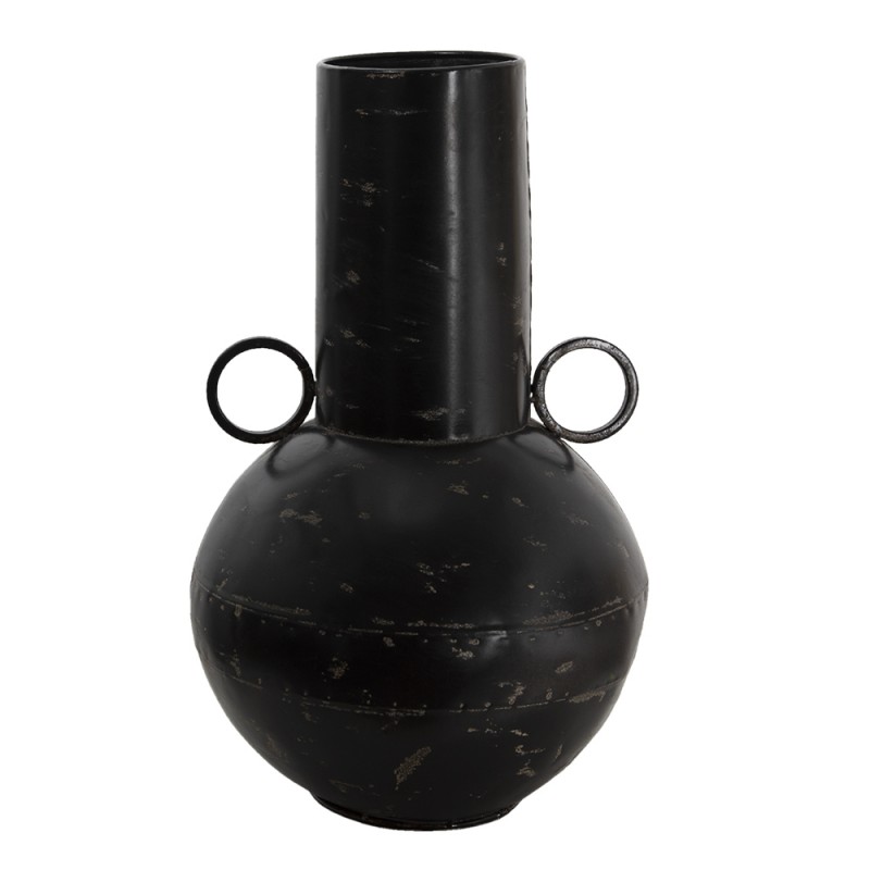 6Y4515 Vase Ø 26x42 cm Black Metal Round Decorative Vase