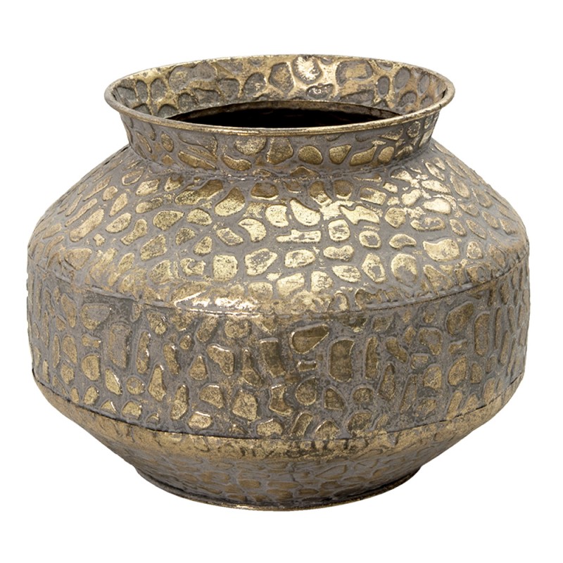 6Y4527 Vase Ø 28x20 cm Goldfarbig Metall Rund Dekoration Vase