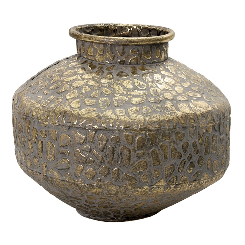 6Y4528 Vase Ø 27x21 cm Goldfarbig Metall Rund Dekoration Vase