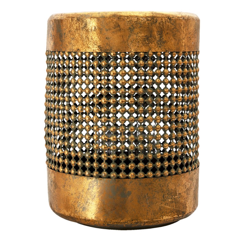 6Y4532 Lantern Ø 34x45 cm Copper colored Iron Glass Round Candlestick
