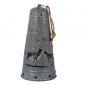 26Y4588 Vintage Doorbell Bell Ø 19x40 cm Grey Metal Reindeers Round Garden Bell