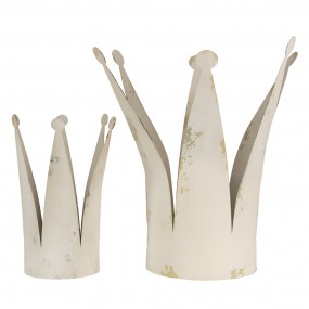 26Y4599 Figurine Crown 37 cm Beige Metal Home Accessories
