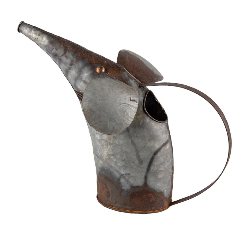 6Y4601 Decorative Watering Can Mouse 40x15x30 cm Grey Metal Mouse Watering Can