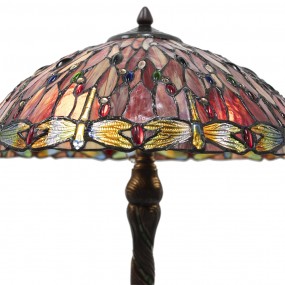 25LL-5466 Table Lamp Tiffany Ø 45x56 cm  Red Beige Glass Dragonfly Triangle Desk Lamp Tiffany