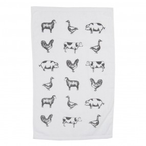 2CTCLA Guest Towel 40x66 cm Grey White Cotton Farm Animals Rectangle Toilet Towel