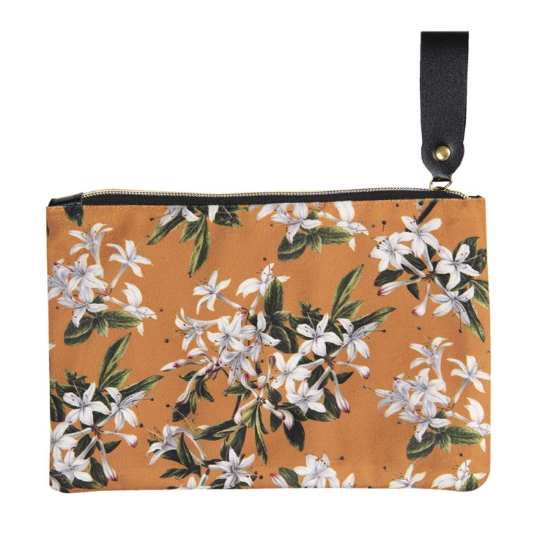 FAP0223 Damenkulturtasche 24x15 cm Orange Synthetisch Blumen Rechteck