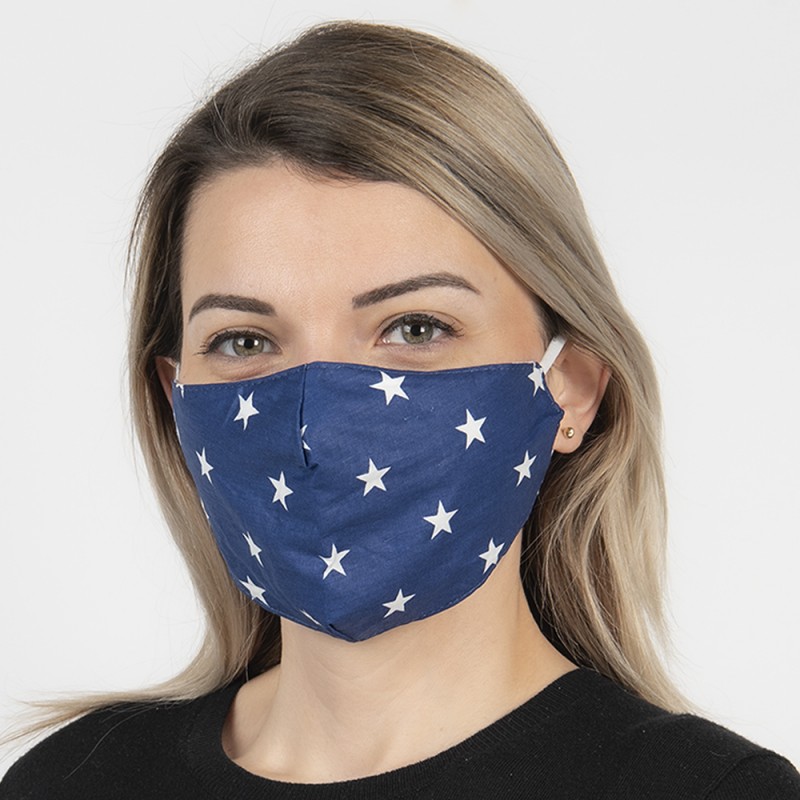 FM0010 Waschbare Maske 13x26 cm Blau Baumwolle Mundschutz