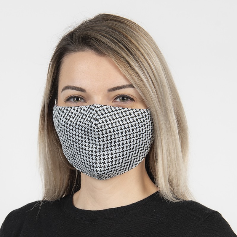 FM0013 Waschbare Maske 13x26 cm Schwarz Weiß Baumwolle Mundschutz